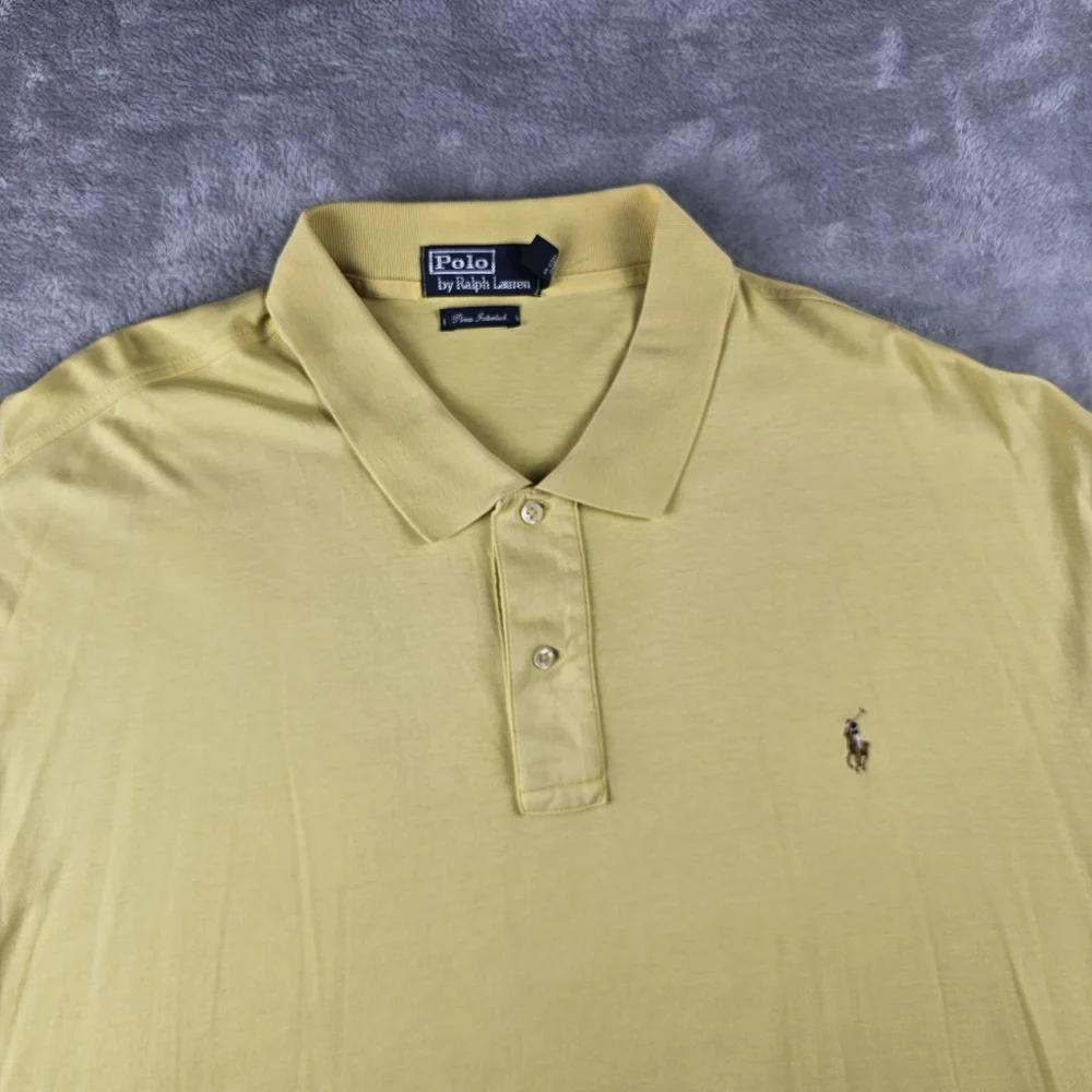 Ralph Lauren Polo Pima Cotton Short Sleeve Mens Size 3XB Yellow Flesh pony